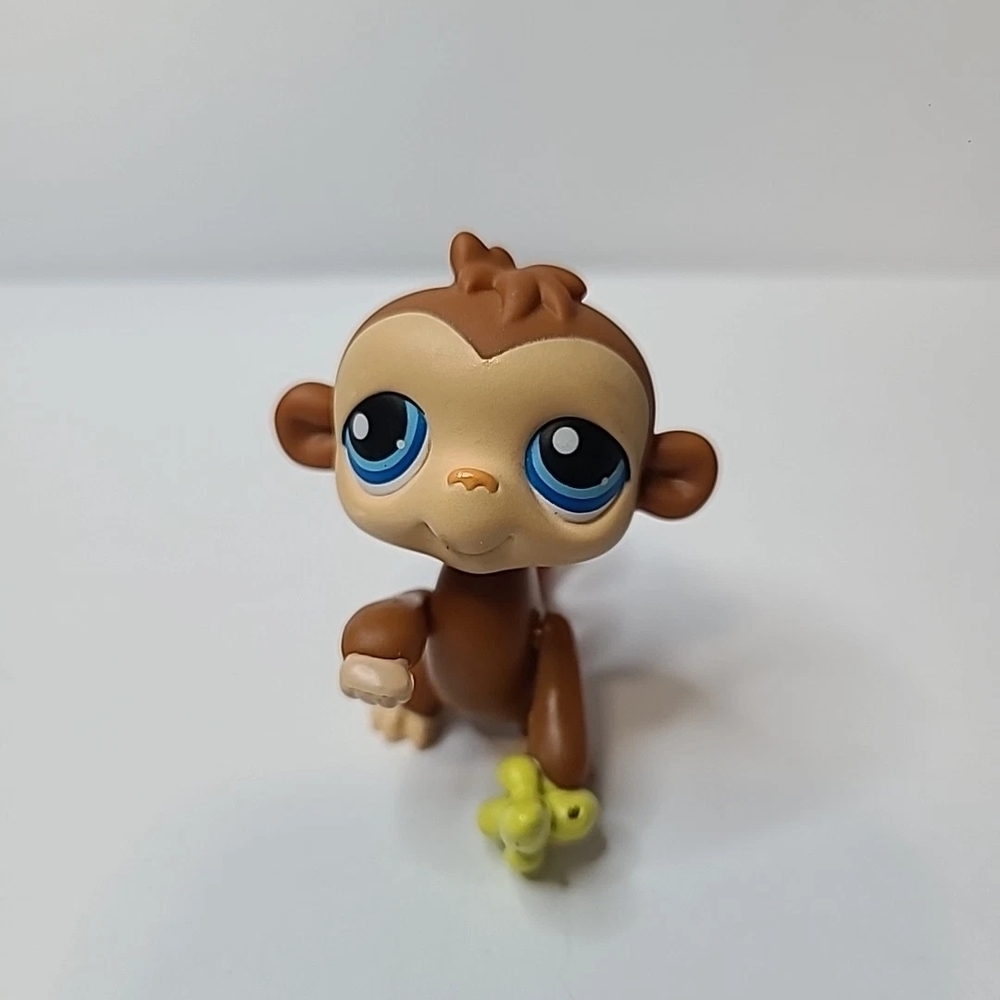 LITTLEST PET SHOP LPS Rare #PP2 Monkey Banana Blue Eyes MOVEABLE